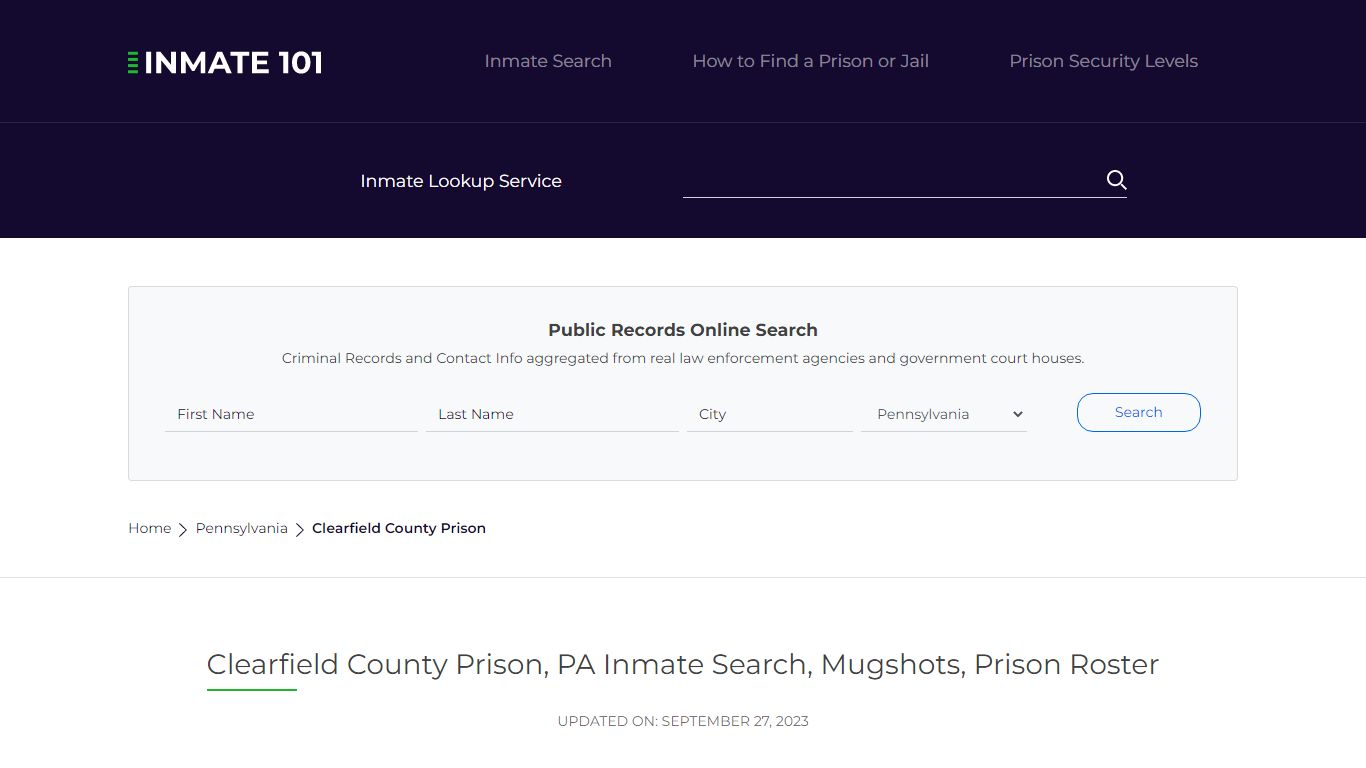 Clearfield County Prison, PA Inmate Search, Mugshots, Prison Roster ...